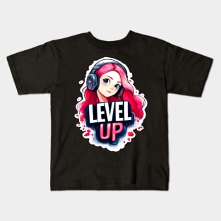 Level Up Gamer Girl Kids T-Shirt